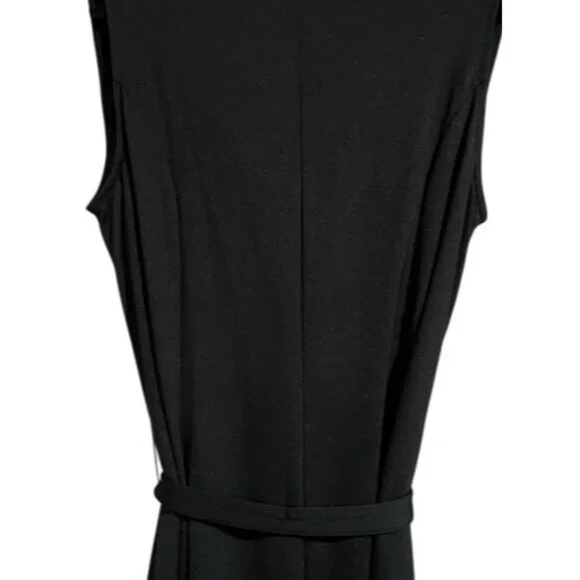 Elegant Sophisticated Sleeveless Black Cowl Neck Midi Dress With Tie Belt Size M - Picture 12 of 13